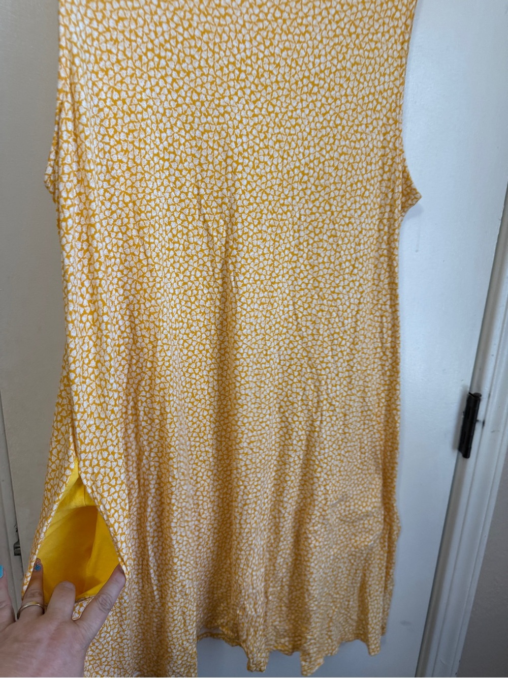 Amazon Essentials Yellow Printed Midi Dress